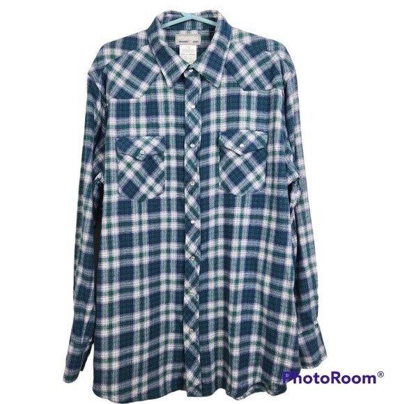 Wrangler Wrancher Shirts Men's Peal Snap Button Down Size 2XT - Picture 1 of 6